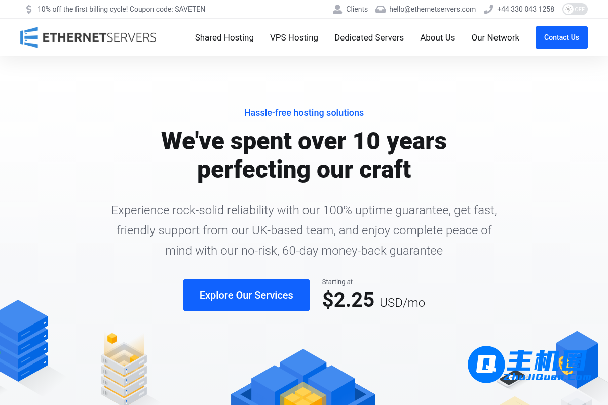 ethernetservers:便宜美国VPS,$14.95/年,10Gbps带宽,1G内存/1核/40gSSD/1T流量(不限流入)-主机圈